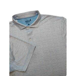 Johnnie O  Perfotmance Polo  Shirt Mens L‎ Blue Micro  Geometric Short Sleeve